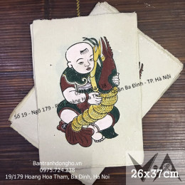 Tranh Đông Hồ Em Bé Ôm Tôm